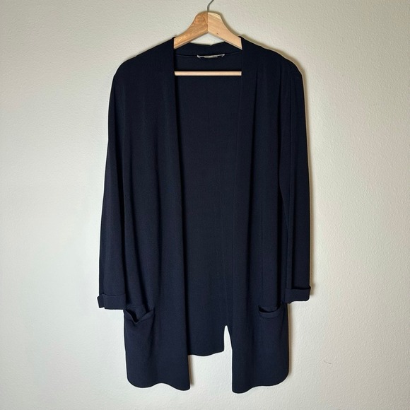 Gerard Darel Sweaters - Gerard Darel Paris Navy Blue Ribbed Open Front Longline Cardigan Sweater Sz 3 L